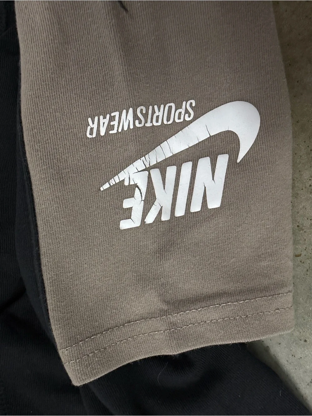 Nike Black Leggings with Taupe Logo Panel